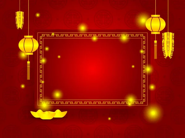 Happy chinese new year with copy space on red background — Stock Vector