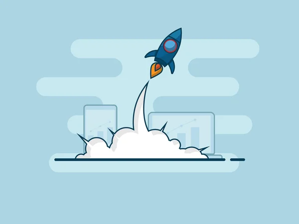 Illustration av rocket launch start affärsidé — Stock vektor