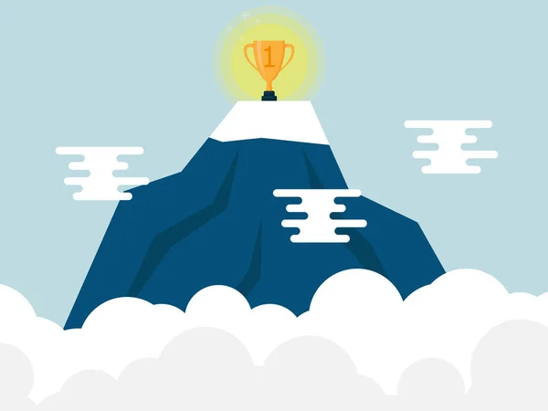 Ilustrace trofej na vrcholu hory — Stockový vektor
