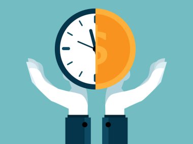 yarım saat ve mone holding para kavramı insan eller Zamanı