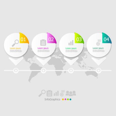 illüstrasyon çember Infographic öğeleri düzeni 4 adımlar b