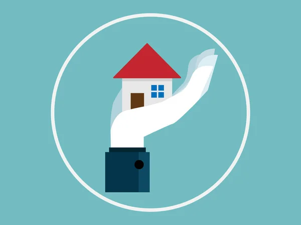 Illustration de main tenant la maison falt design — Image vectorielle