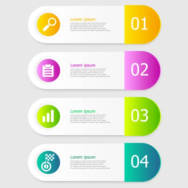 Illustration von Infografik-Elementen Layout 4 Schritte Vektorrücklauf — Stockvektor