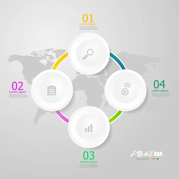 Kruhu infografiky prvky rozložení 4 kroky pro podnikání přítomen — Stockový vektor