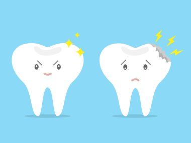 Sağlıklı ve çürümüş, hastalıklı diş 