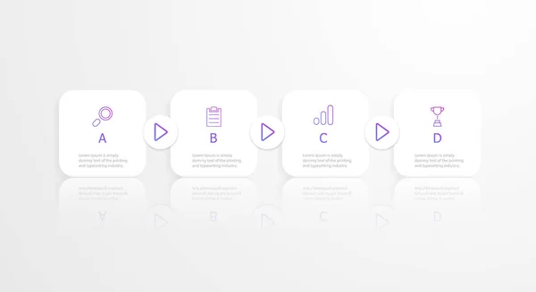 Infographie de chronologie carrée horizontale 4 étapes — Image vectorielle