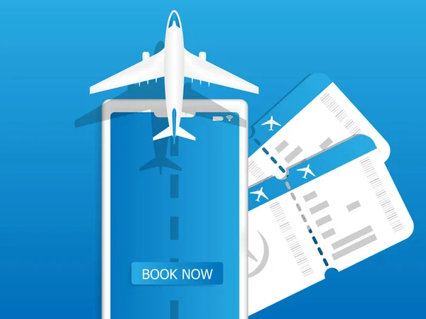 Online airplane ticket on mobile — ストックベクタ