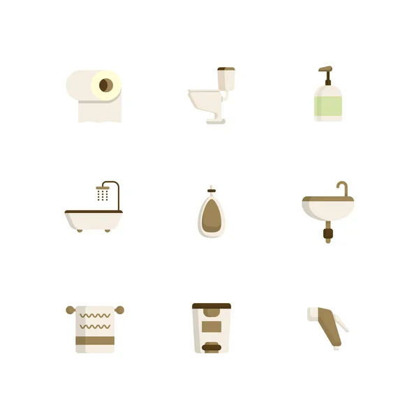 Toilettes, salle de bains icônes set flat design — Image vectorielle