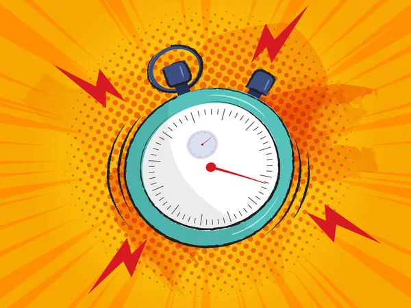 Stopwatch ringing alarm comic background vector illustration — 스톡 벡터