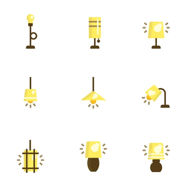 Icônes de lampe ensemble design plat — Image vectorielle
