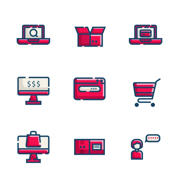 Conjunto Iconos Compra Entrega Línea — Vector de stock