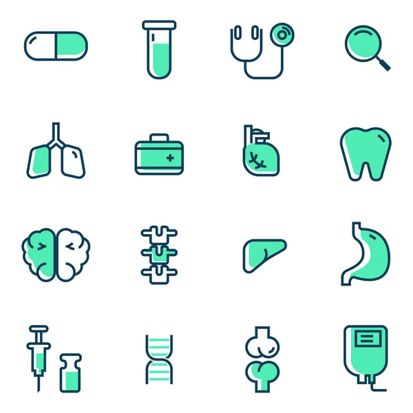 Organes Médicaux Humains Icônes Plates Set Illustration Vectorielle — Image vectorielle