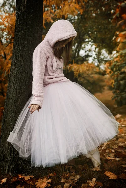 Little Ballerina Autumn Park — Stock Photo, Image
