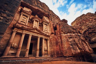 Petra kilise rock Ürdün'Unesco mirası çarpıcı görünümü 
