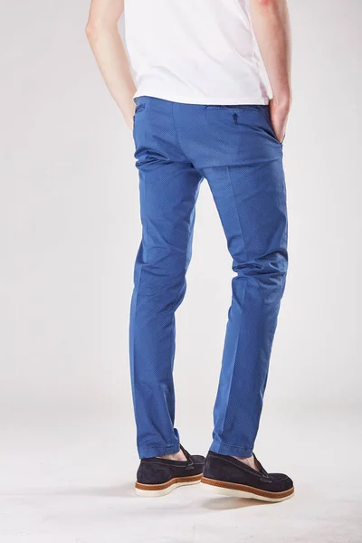 Blue pants shop and black shoes