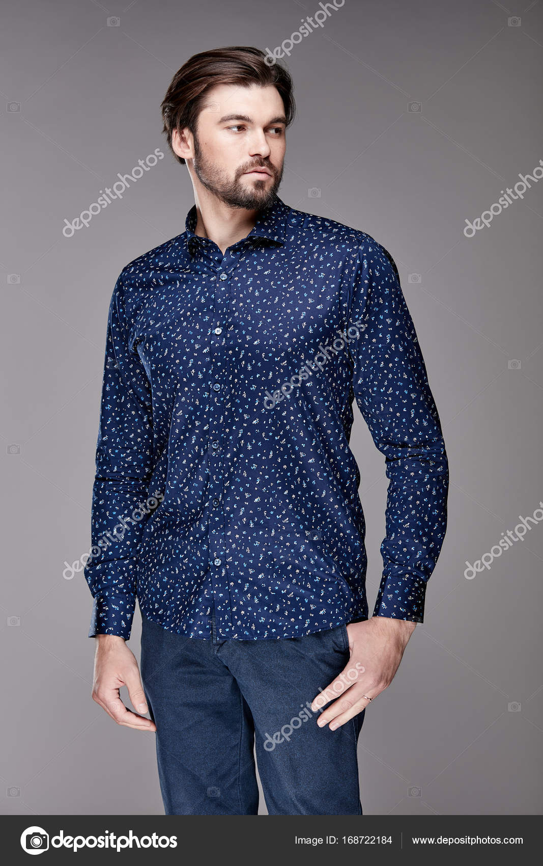 dark blue pant with shirt