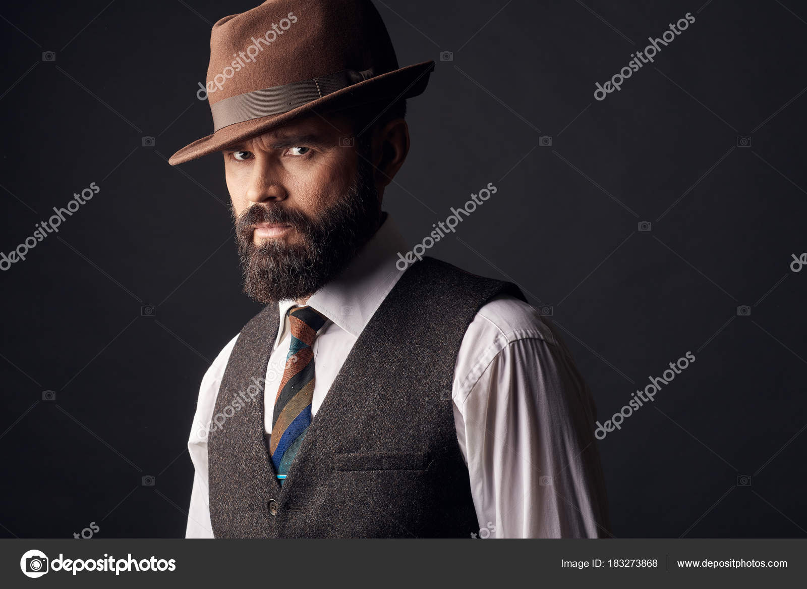 Studio Portrait Serious Handsome Man Dark Eyes Dark Hair