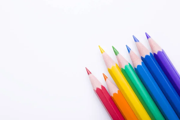Lápis Cor Diferente Fundo Branco Quadro Feito Com Lápis Colorido — Fotografia de Stock