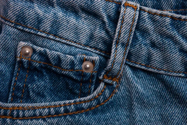 Pantalones Vaqueros Azules Con Bolsillo Como Fondo Vista Macro Pantalones — Foto de Stock