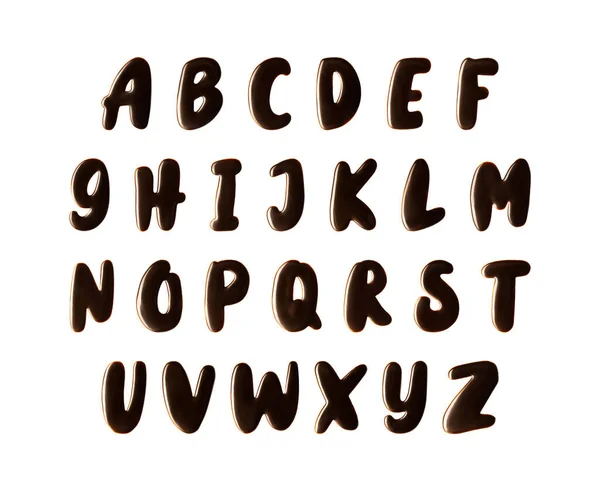 Alphabet Chocolat Isolé Sur Fond Blanc Collection Grandes Lettres Sirop — Photo