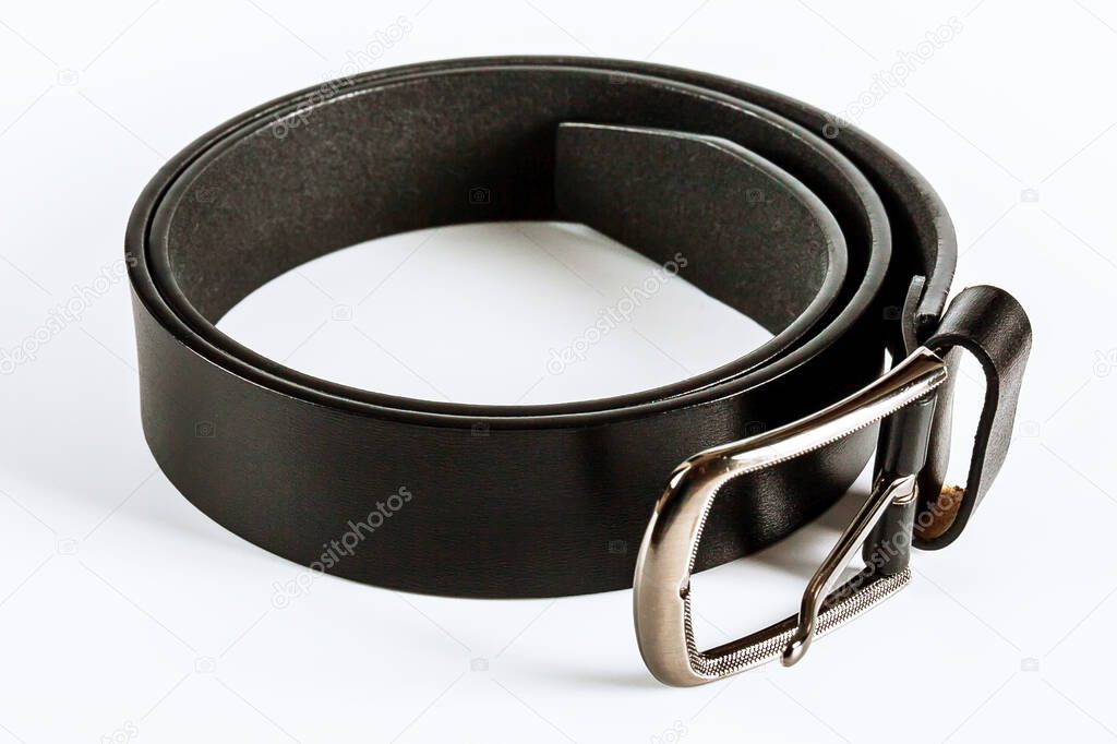 Belts on a white background. Men's belts.