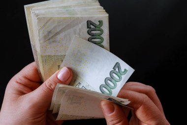 Siyah arkaplanda Çek parası