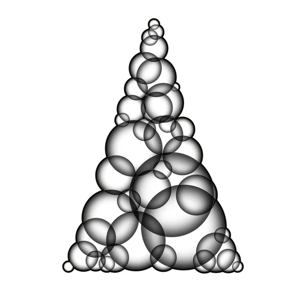 Eenvoudig monochromatisch kerstboom gemaakt vorm bubbels — Stockvector