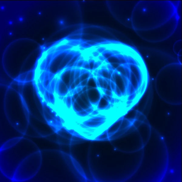 Corazón láser de plasma de neón azul sobre fondo oscuro — Vector de stock