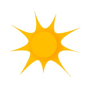 Beyaz arka plan üzerinde basit çizilmiş güneş