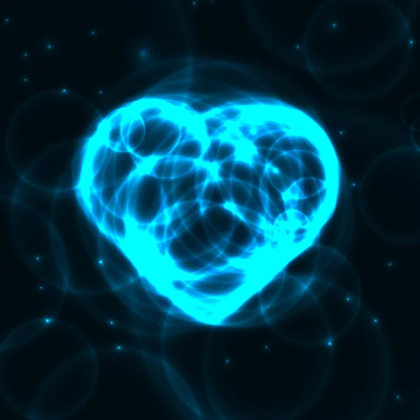 Bleu néon plasma laser coeur sur fond sombre — Image vectorielle