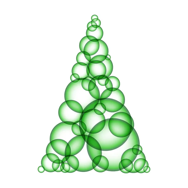 Enkla gröna xmas träd gjorde form bubblor — Stock vektor