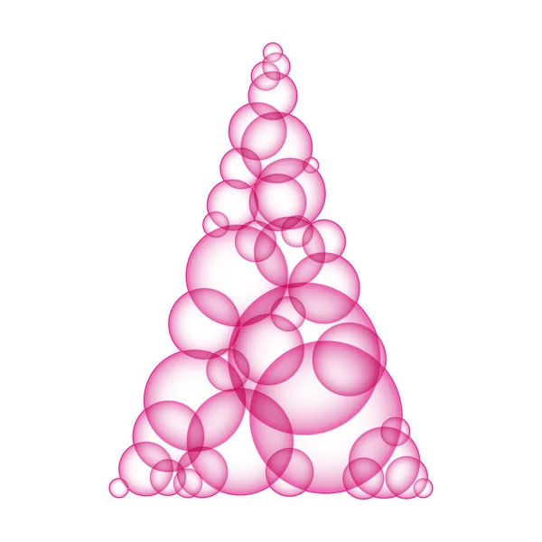 Eenvoudige roze kerstboom gemaakt vorm bubbels — Stockvector