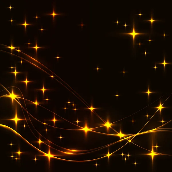 金色の星と波暗い背景. — ストックベクタ