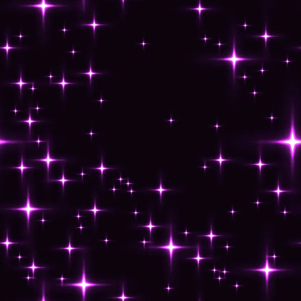 Lila nahtloser Hintergrund mit leuchtenden Sternen. — Stockvektor