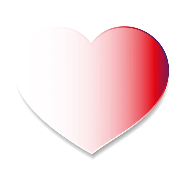 Corazón rojo simple pero de lujo con gradiente a blanco — Vector de stock