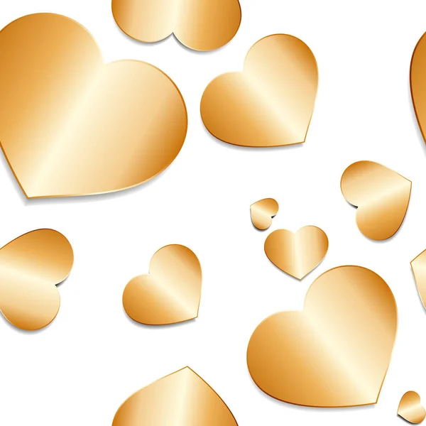 Романтичний безшовний візерунок з глянцевими золотими серцями — стоковий вектор