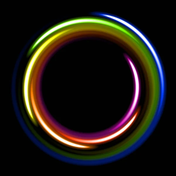 Σκούρο φόντο - πρότυπο με κύκλους στα χρώματα του ουράνιου τόξου — Διανυσματικό Αρχείο