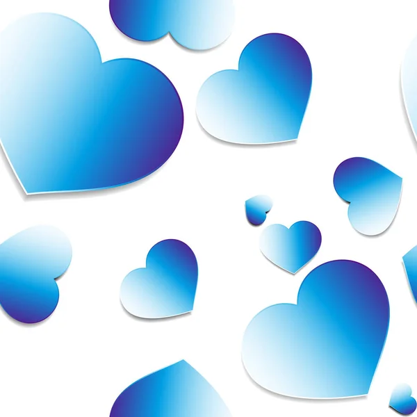 Mavi-beyaz yürekleri basit seamless modeli — Stok Vektör