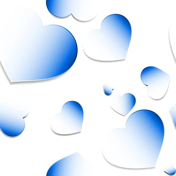 Enkla sömlösa mönster med blå-vita hjärtan — Stock vektor