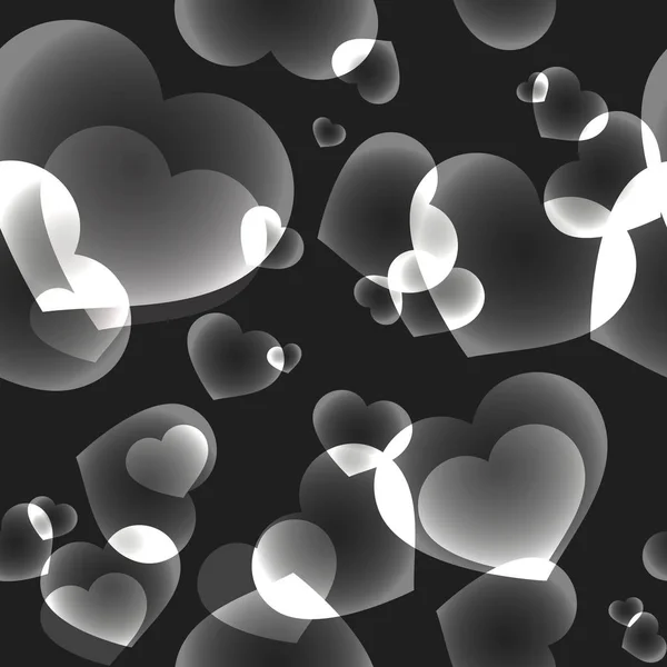 Naadloze patroon met glanzende bokeh willekeurige harten — Stockvector
