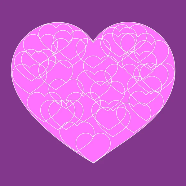 浪漫的情人节卡与大粉红色甜蜜心 — 图库矢量图片