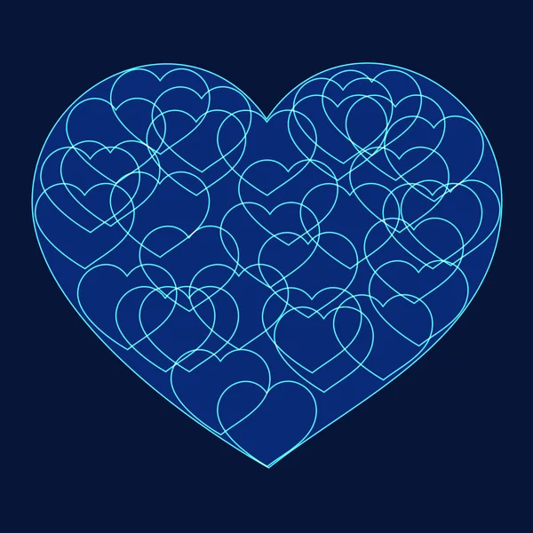 Romantiska valentine kort med stora blå hjärta — Stock vektor