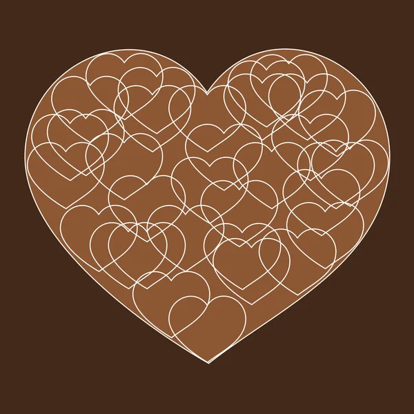 Café marrón chocolate romántico tarjeta de San Valentín — Archivo Imágenes Vectoriales