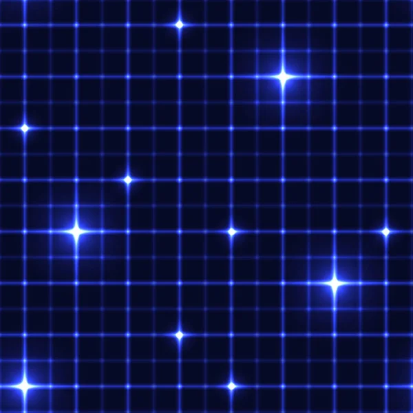 Grille bleu foncé avec des points brillants . — Image vectorielle