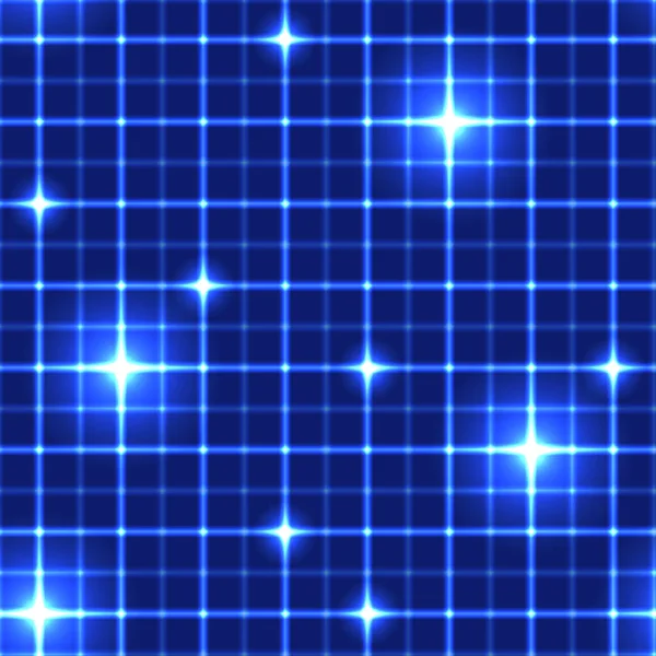 Grille bleu vif avec des points brillants . — Image vectorielle
