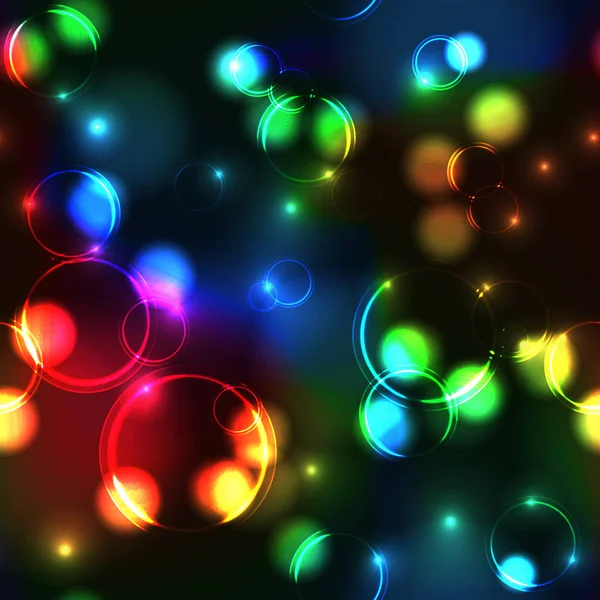 Neon regenboog bokeh effect naadloze patroon — Stockvector