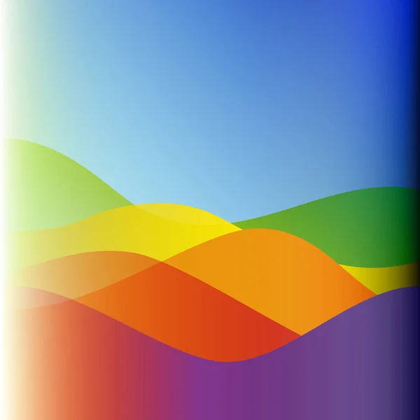 Platte ontwerp kleurrijke golven of heuvels op landschap Stockillustratie