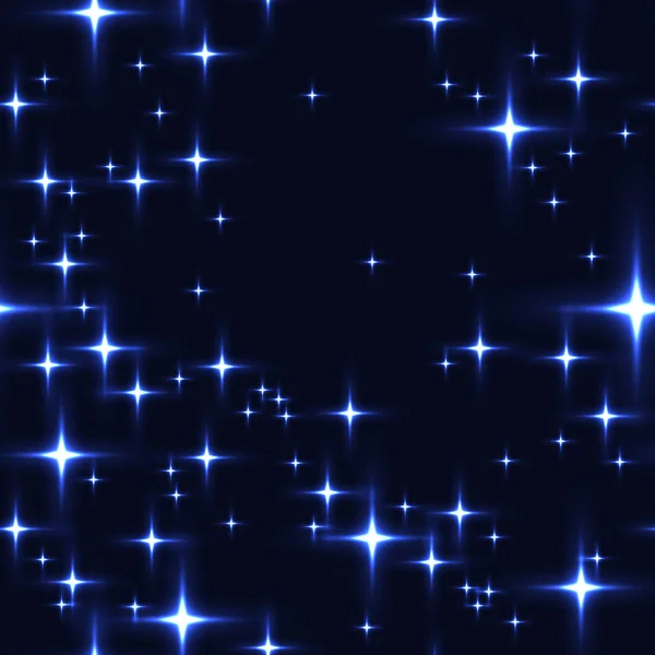 輝く星とブルーのシームレス背景. — ストックベクタ