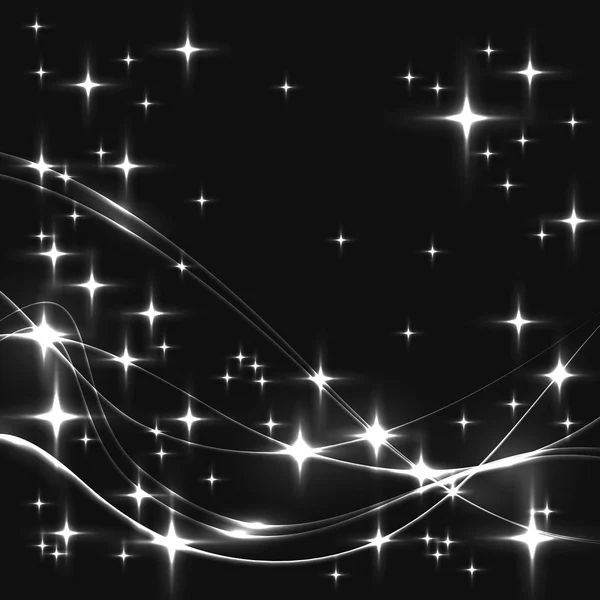 Fond sombre avec des étoiles blanches et des vagues . — Image vectorielle