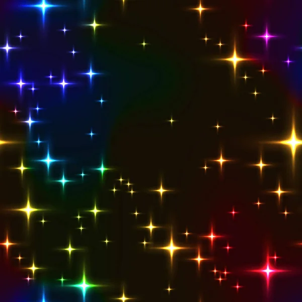 Fondo sin costuras arco iris con estrellas brillantes . — Archivo Imágenes Vectoriales